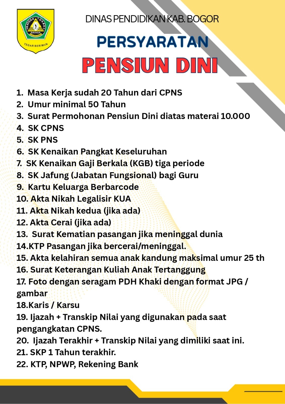 Persyaratan  Pensiun Dini