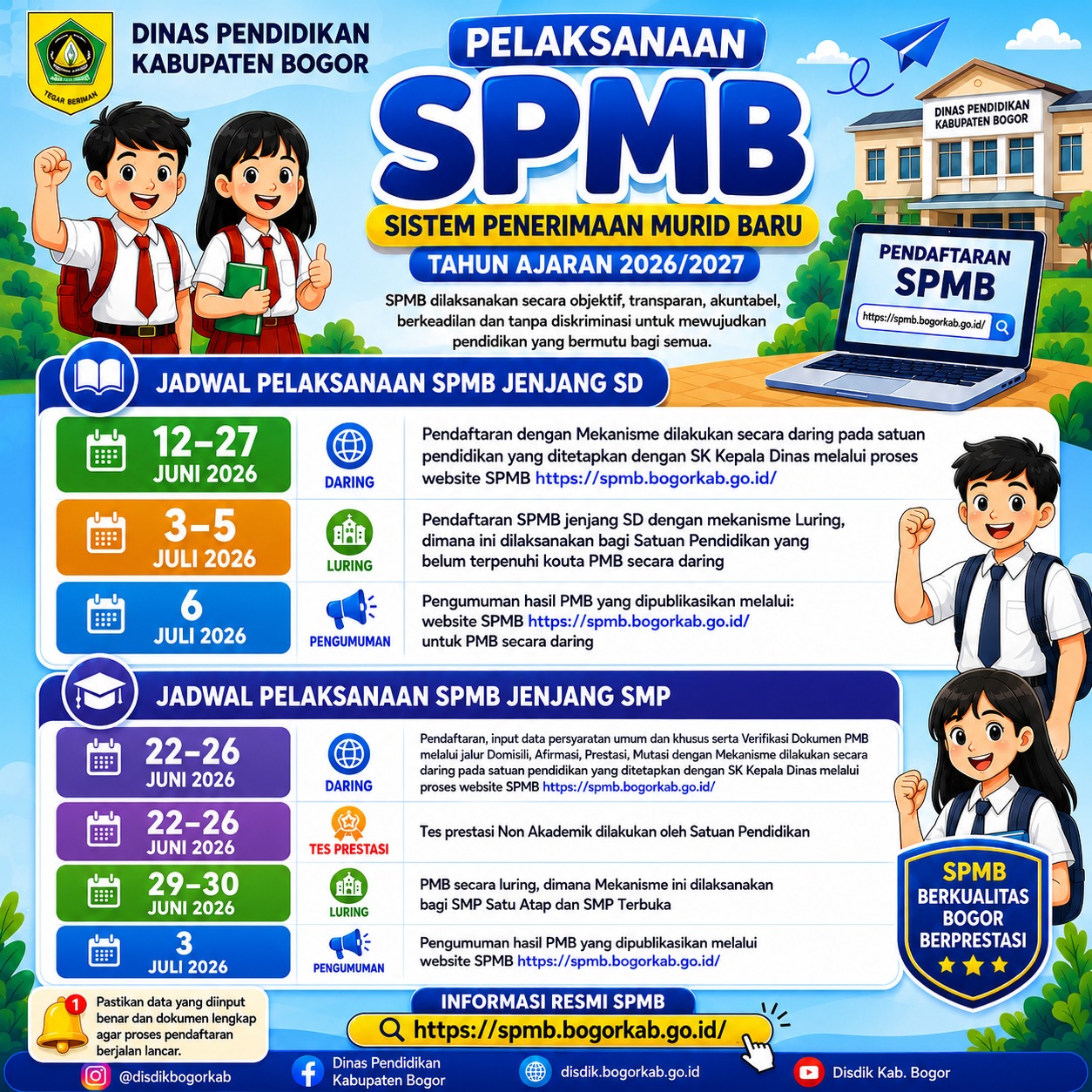 Pelaksanaan Sistem Penerimaan Murid Baru (SPMB) Tahun Ajaran 2026/2027