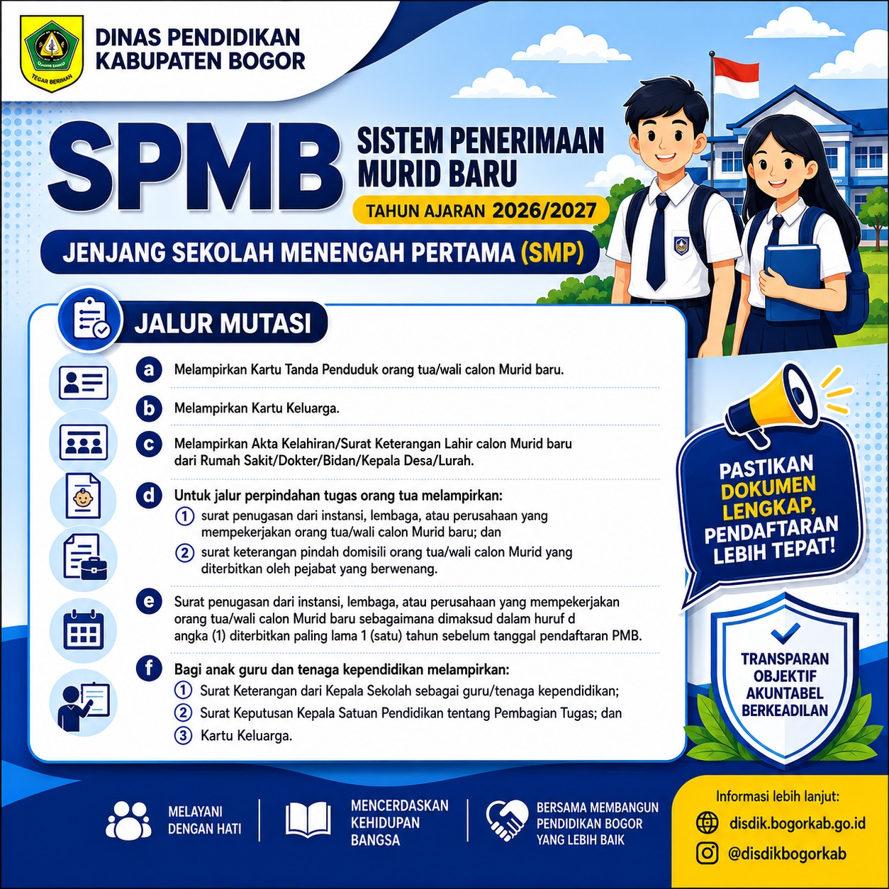 Pelaksanaan Sistem Penerimaan Murid Baru (SPMB) Tahun Ajaran 2026/2027 - Jalur Mutasi