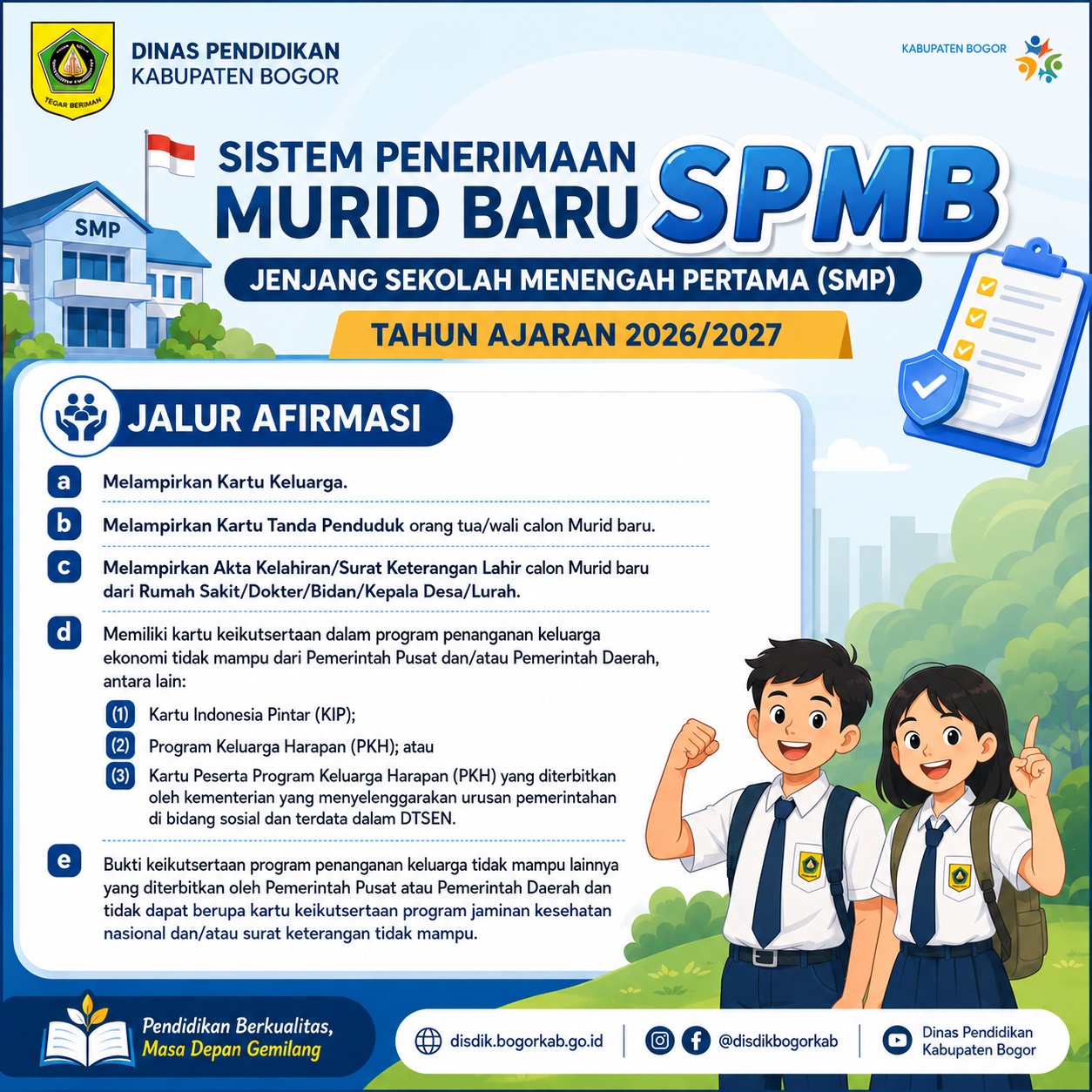 Pelaksanaan Sistem Penerimaan Murid Baru (SPMB) Tahun Ajaran 2026/2027 - Jalur Afirmasi