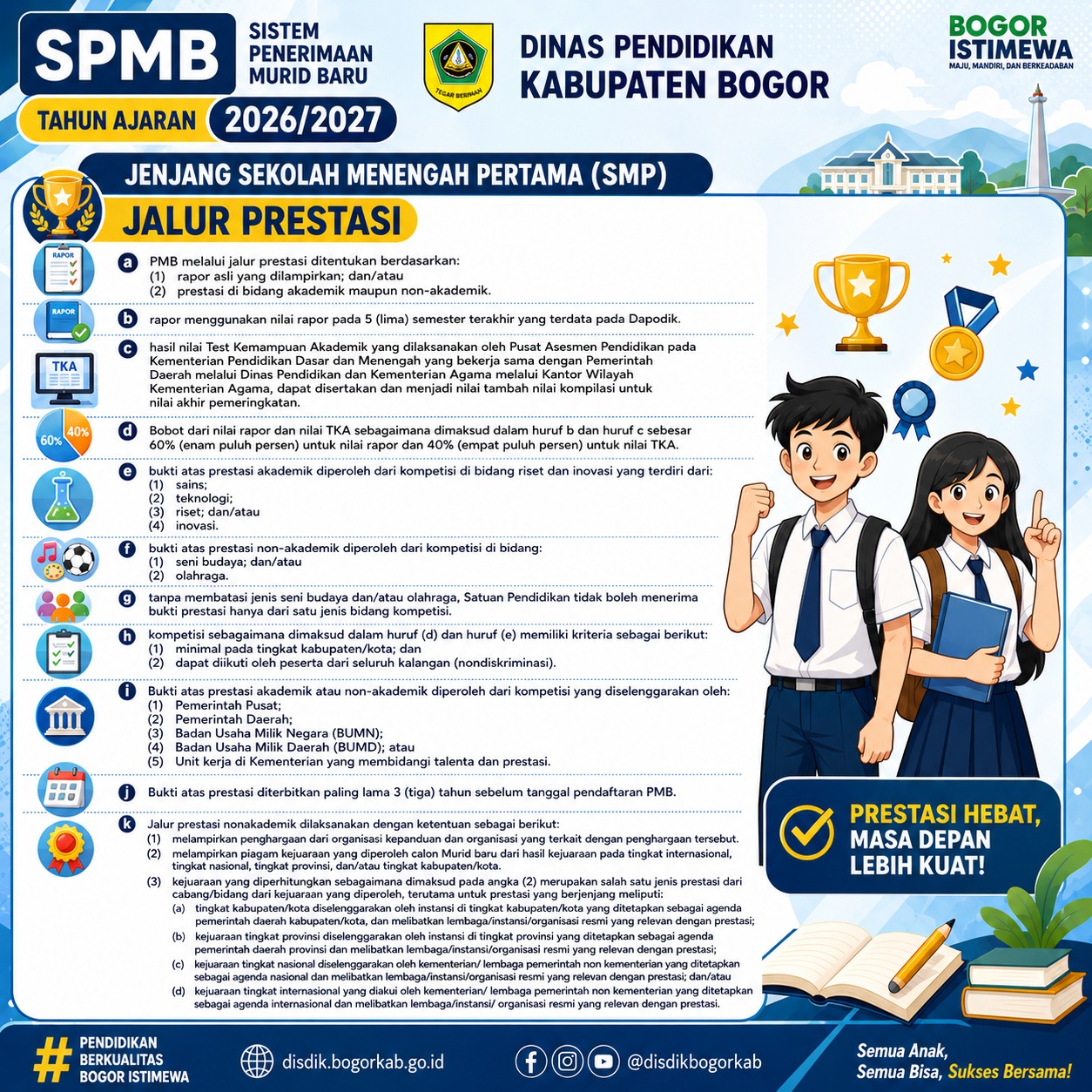 Pelaksanaan Sistem Penerimaan Murid Baru (SPMB) Tahun Ajaran 2026/2027 - Jalur Prestasi