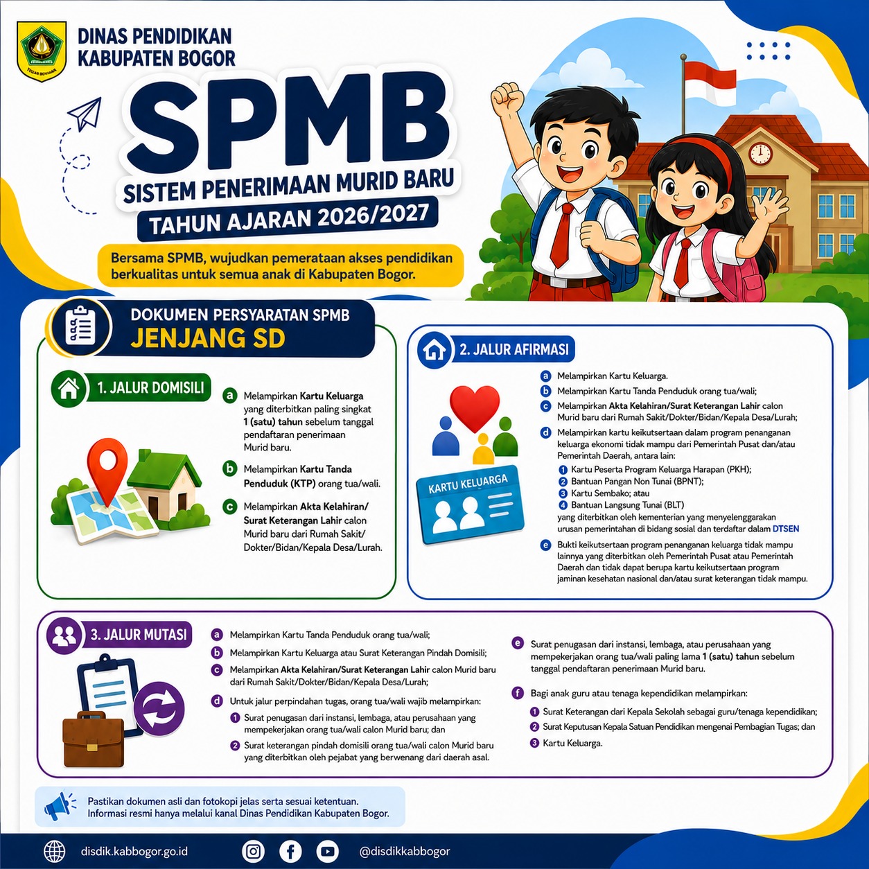 Pelaksanaan Sistem Penerimaan Murid Baru (SPMB) Tahun Ajaran 2026/2027 - Jenjang SD