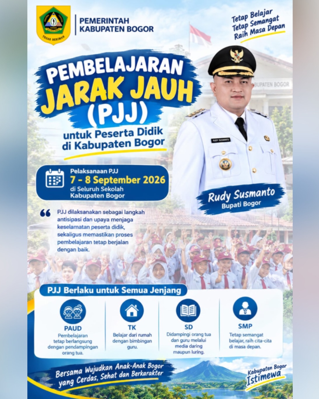 Antisipasi Dampak Abu Vulkanik, Bupati Bogor Terapkan PJJ Bagi Siswa PAUD Hingga SMP