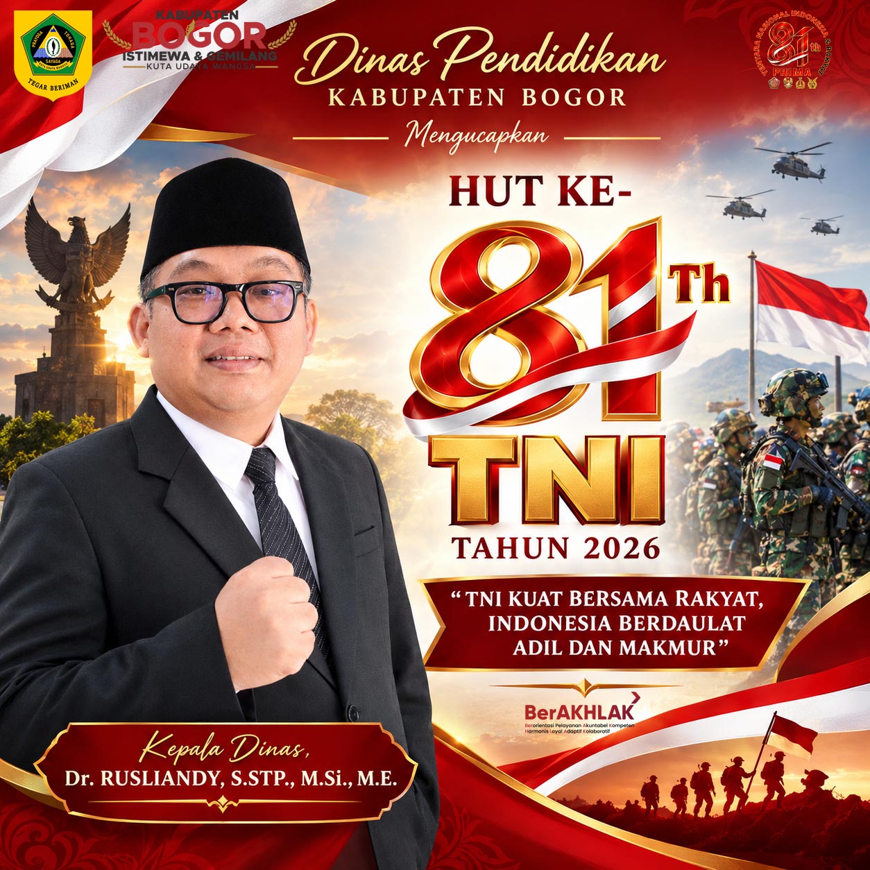 Dinas Pendidikan Kabupaten Bogor Mengucapkan HUT Ke- 81 TNI Tahun 2026